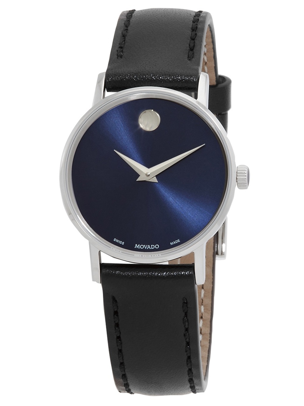 Movado Women’s Museum Classic Blue Dial Black Leather Strap Watch 0607318